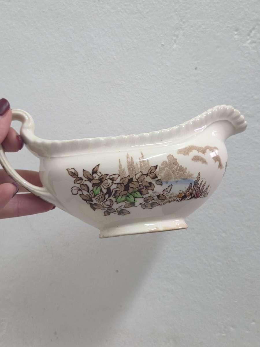 Vintage Porcelain Sauce Jug -Johnson Bros England - Castle on the Lake design