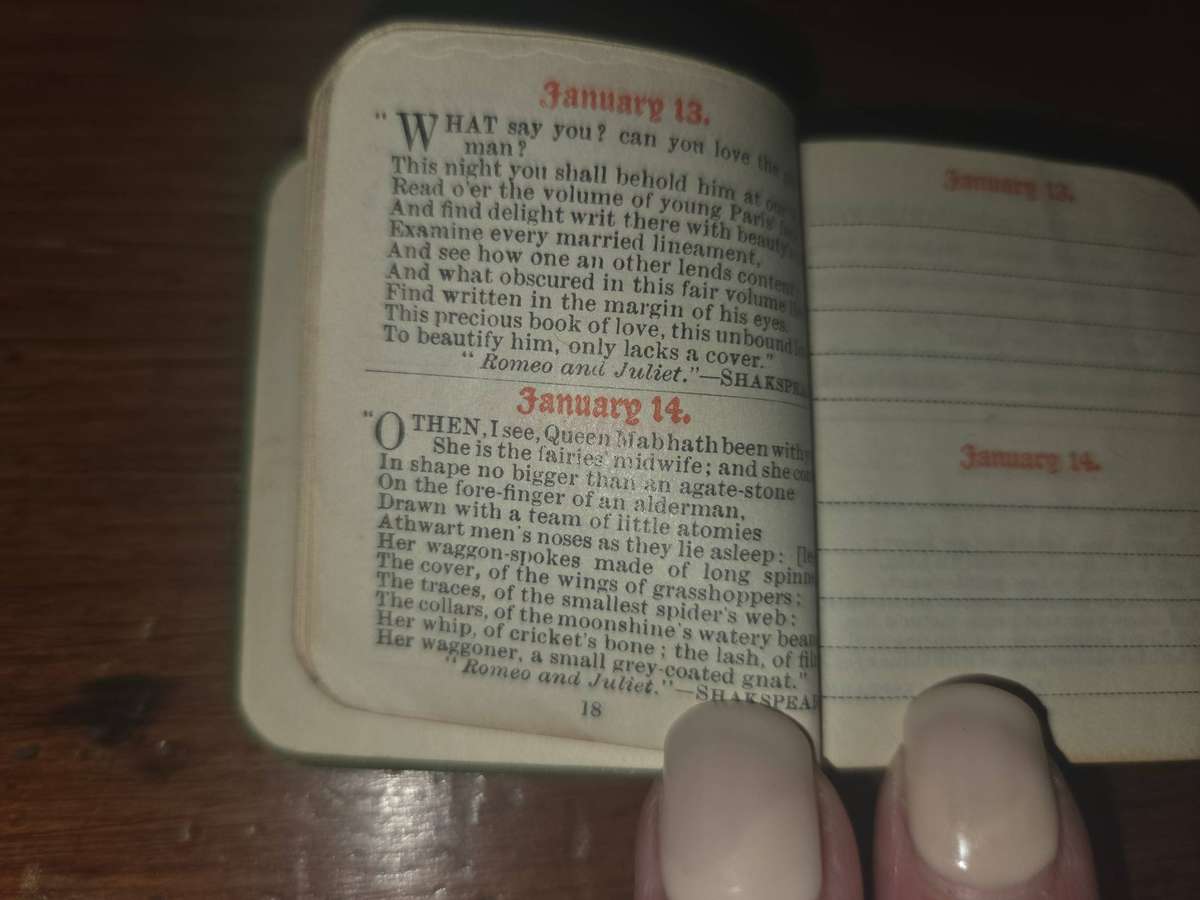 Collectible tiny vintage Birthday book with Poetical works of Burns, Shakespeare, Tennyson, etc.
