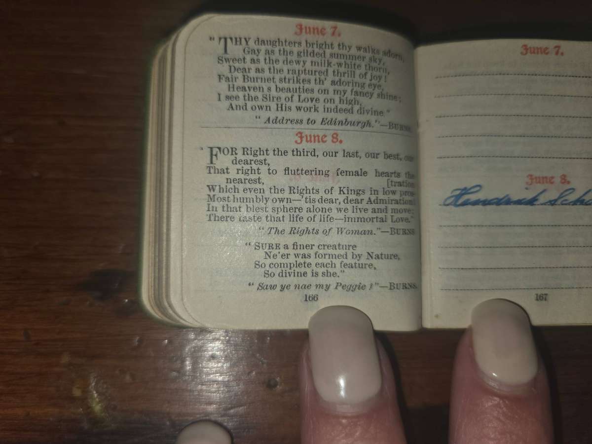 Collectible tiny vintage Birthday book with Poetical works of Burns, Shakespeare, Tennyson, etc.