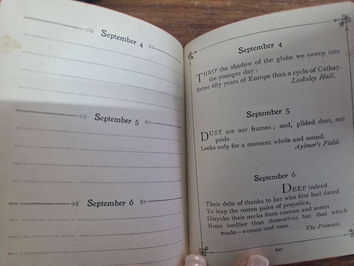 Vintage Leather Bound Book - The Tennyson Birthday Book