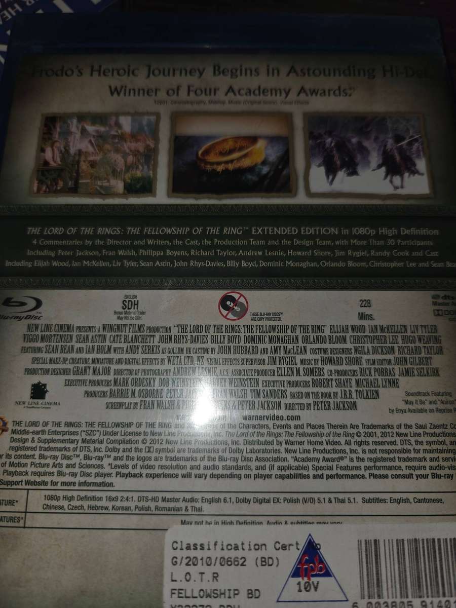 Blu-Ray - The Lord of The Rings - The Fellowship of the Ring - Extended Edition - 2 Disc Set