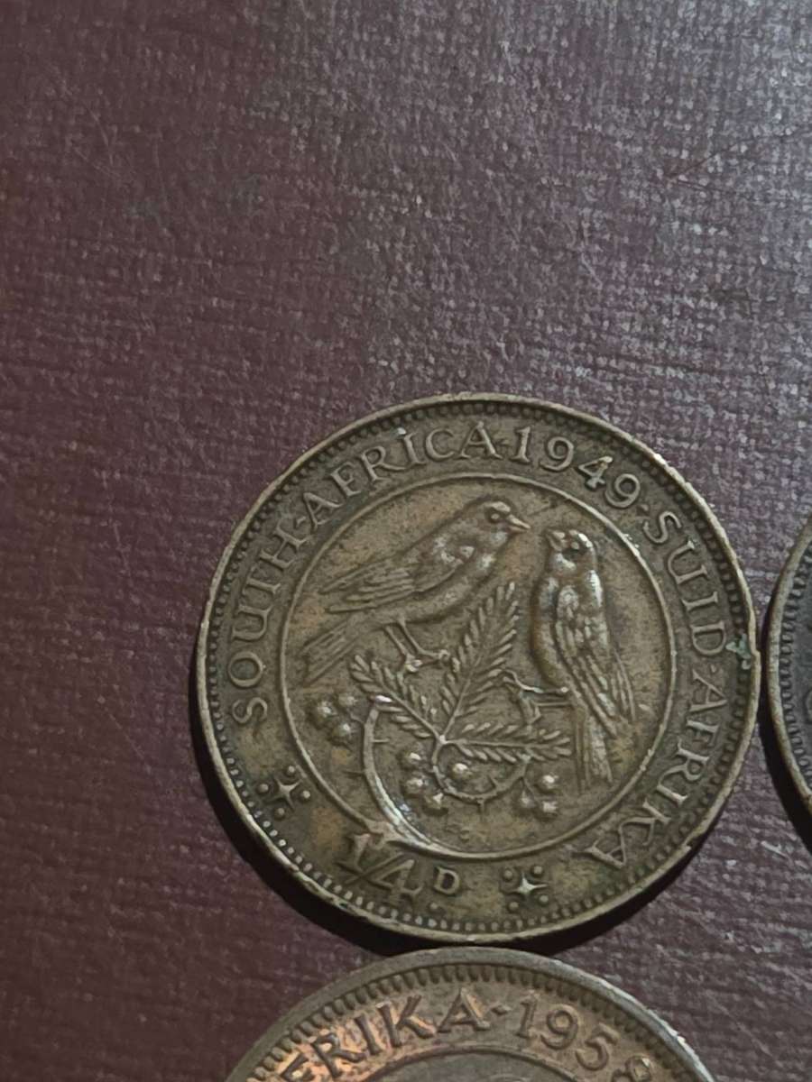 4 x 1/4D Coins - 1/4 Penny / Farthing - Vintage coins - 1949, 1954, 1958