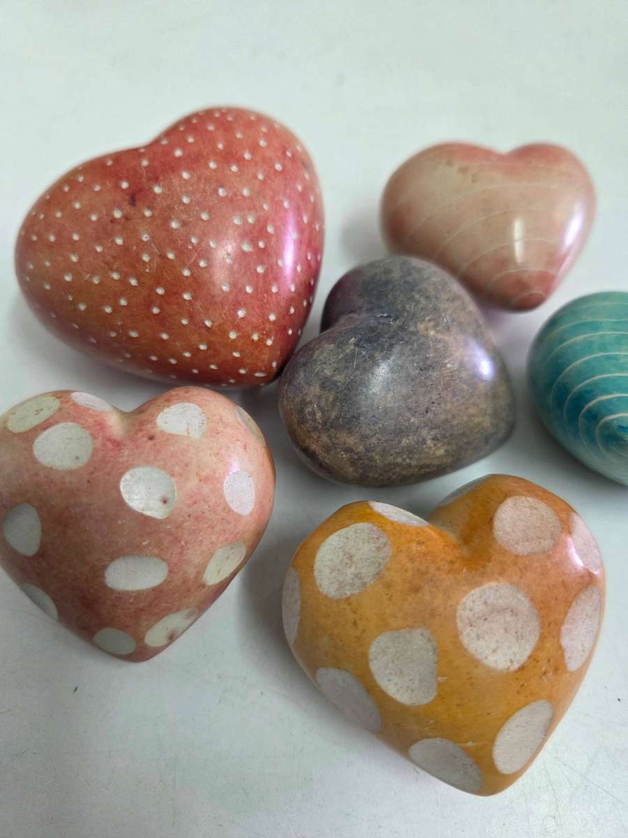 6 x Stone Hearts