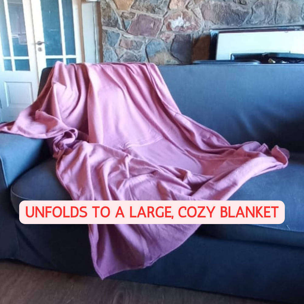 2-in 1 Zip-up Blanket/Pillow | Great for Travel | Large Size - Pink