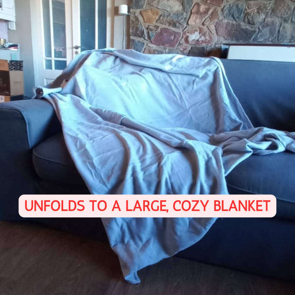 Zip Up Blanket | Great Fathers Day Gift | Large Size - Grey