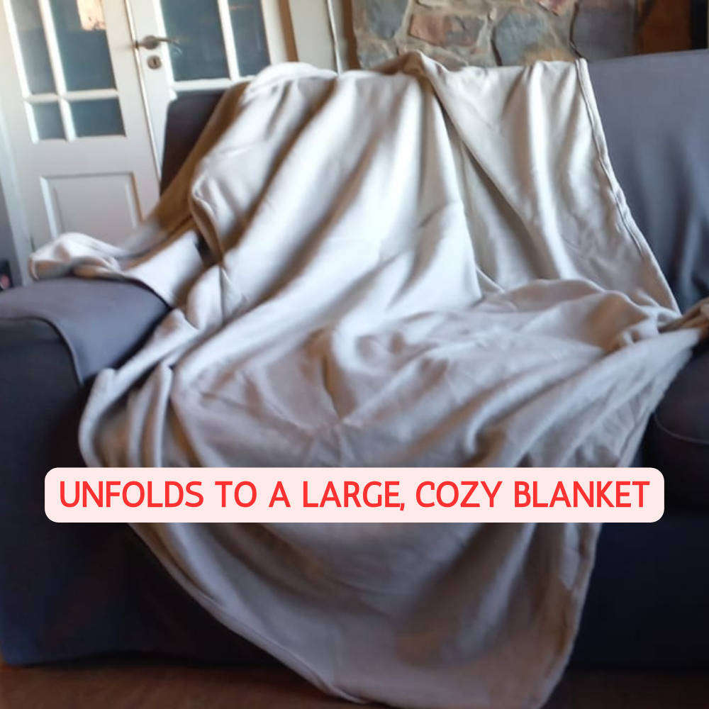Zip-up Blanket/ Pillow Large Size - Grey