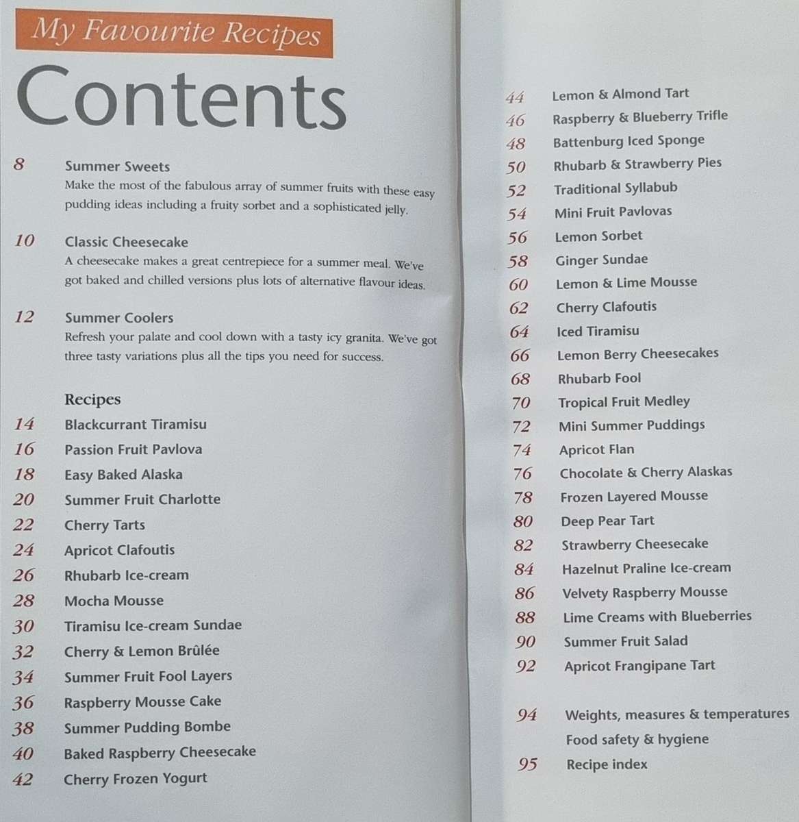 Books: MY FAVOURITE RECIPES - SUMMER DESSERTS