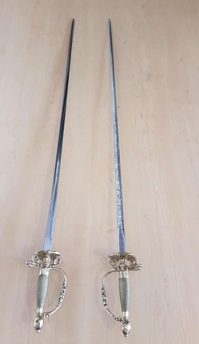 Extremely Rare Pair of 18th Century French Officer's Court Swords