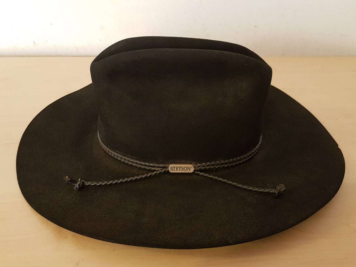 Authentic Stetson Black Beaver Cowboy Hat Size 57