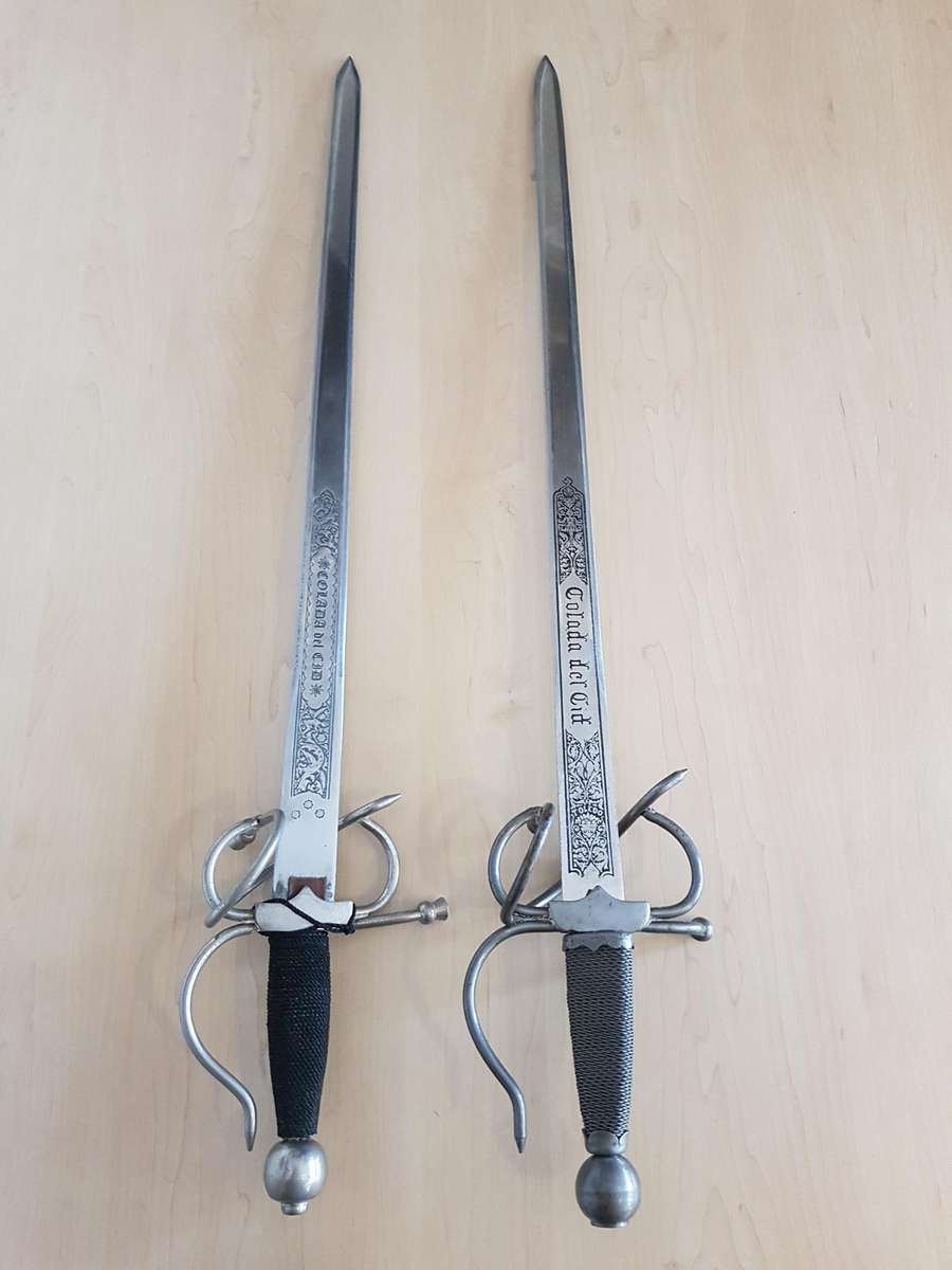 Pair of Colada Del Cid Swords from Toledo Spain