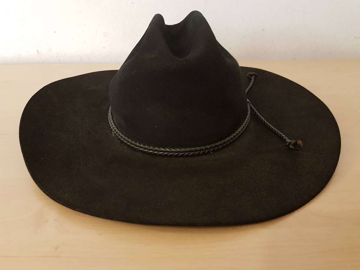 Authentic Stetson Black Beaver Cowboy Hat Size 57