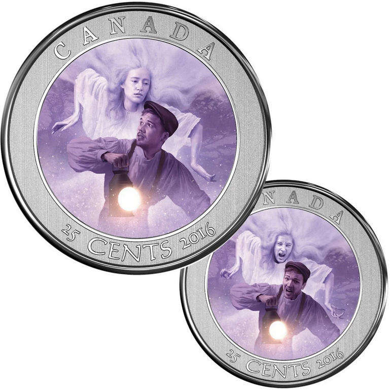 Very Rare in SA! 2016 Haunted Canada 25 Cent Bell Island Lenticular -Ghost Coin Specimen Graded SP67