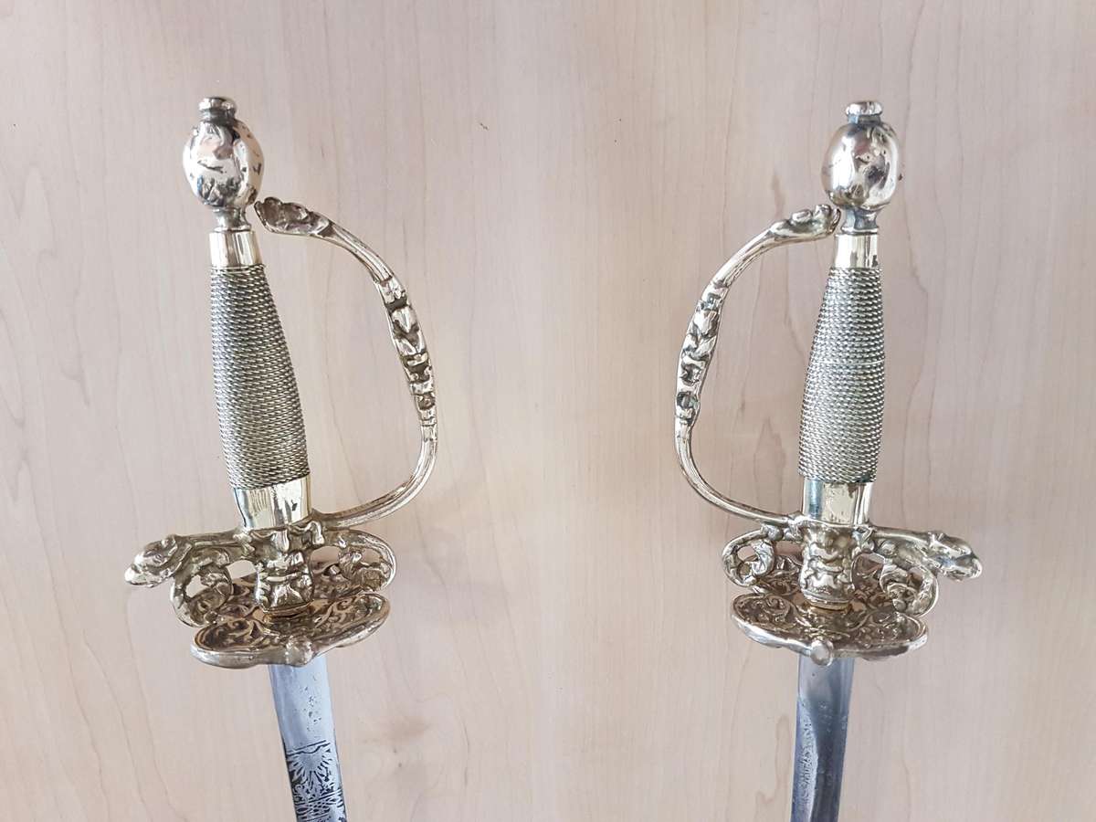 Extremely Rare Pair of 18th Century French Officer's Court Swords