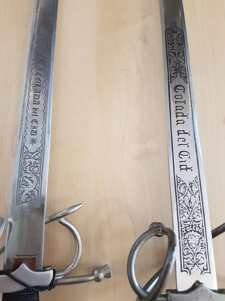 Pair of Colada Del Cid Swords from Toledo Spain