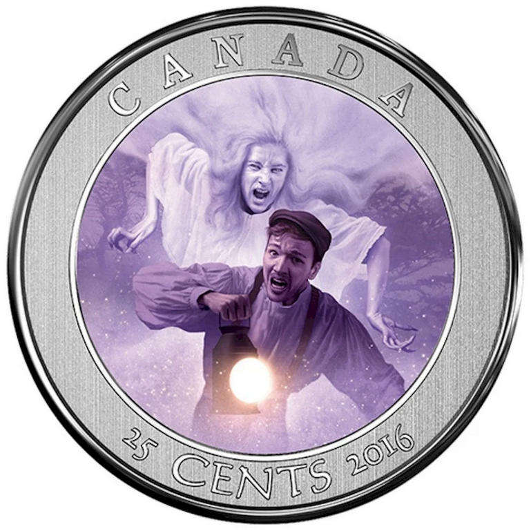 Very Rare in SA! 2016 Haunted Canada 25 Cent Bell Island Lenticular -Ghost Coin Specimen Graded SP67