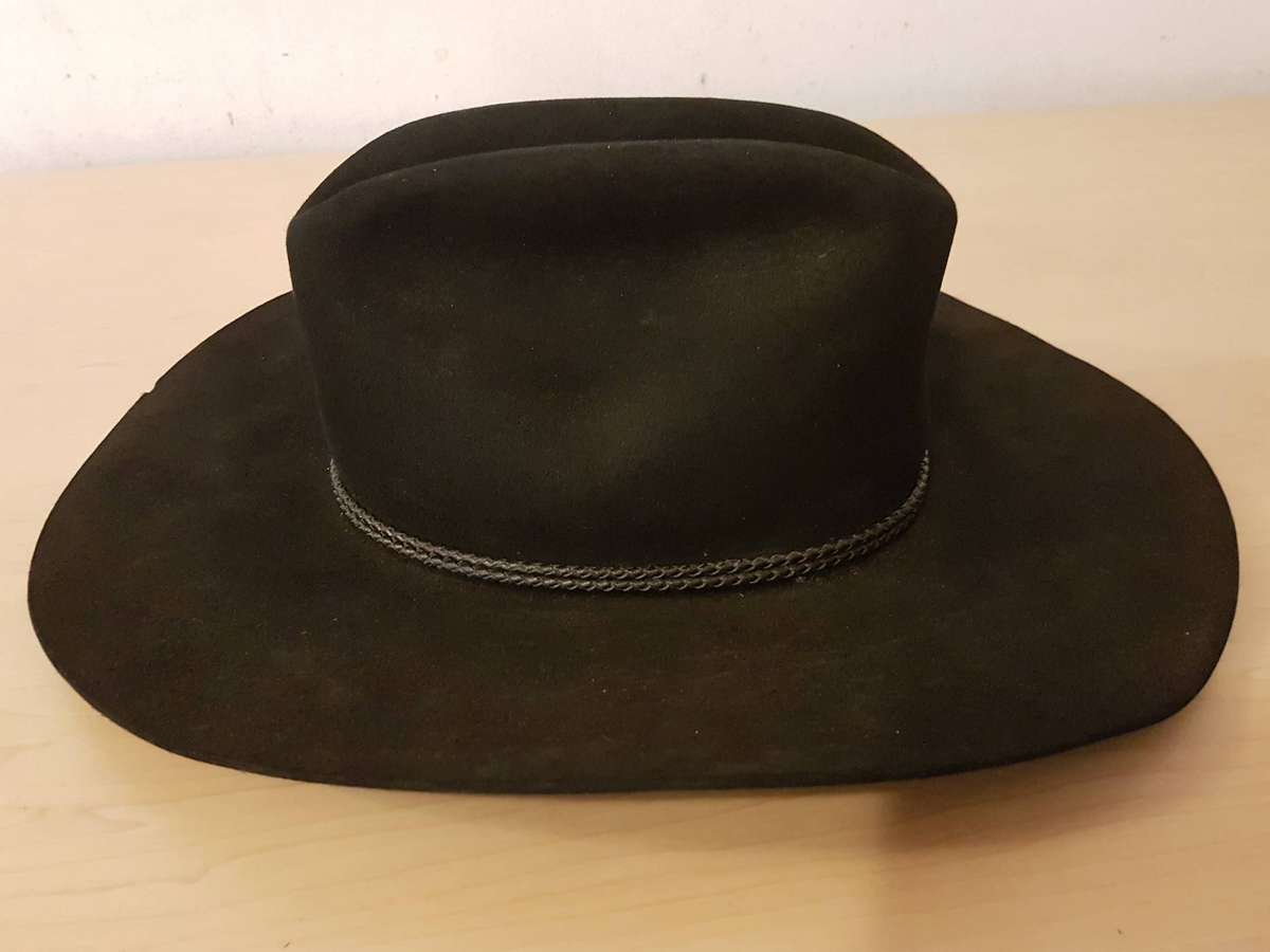 Authentic Stetson Black Beaver Cowboy Hat Size 57
