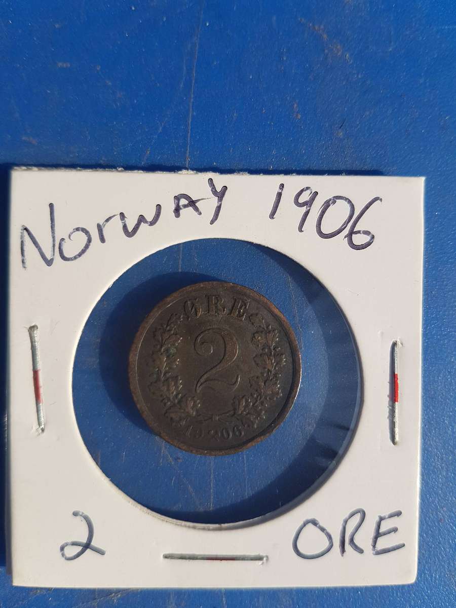 Harley Davidson Gift Box + 8 x Napkin Rings + 1906 Norway 2 Ore Coin