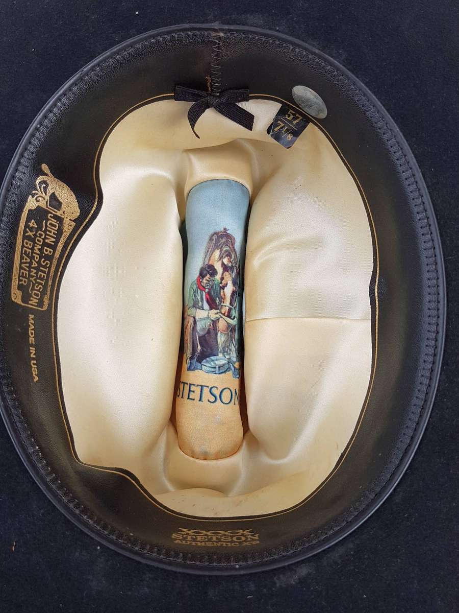 Authentic Stetson Black Beaver Cowboy Hat Size 57