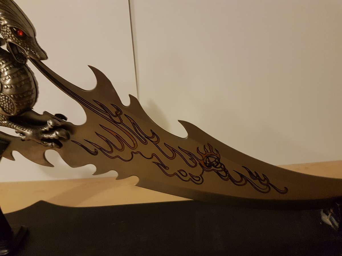 Fantasy Dragon Dagger with Stand - Skyrim Dagger of Alduin from the video game The Elder Scrolls