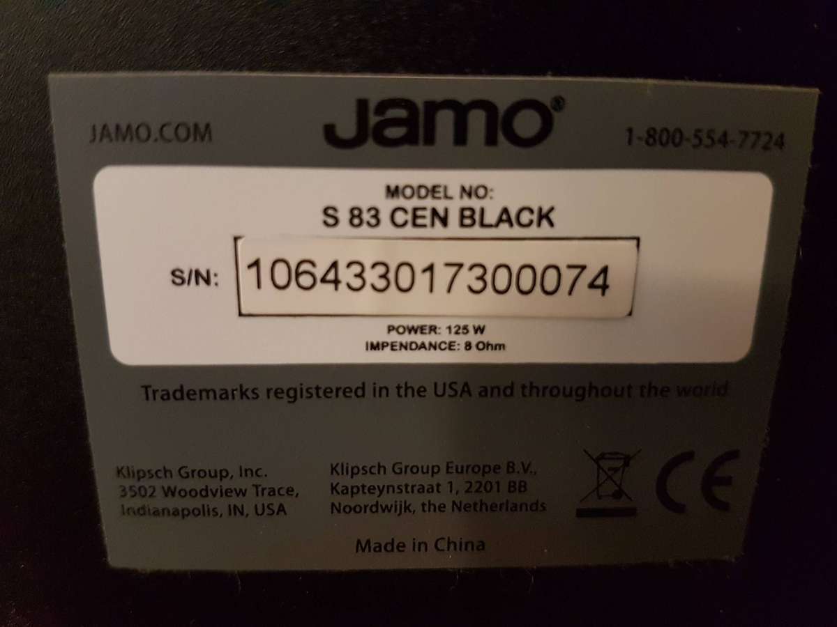 Jamo S 83 Center 125W Speaker in Original Box (Like New)