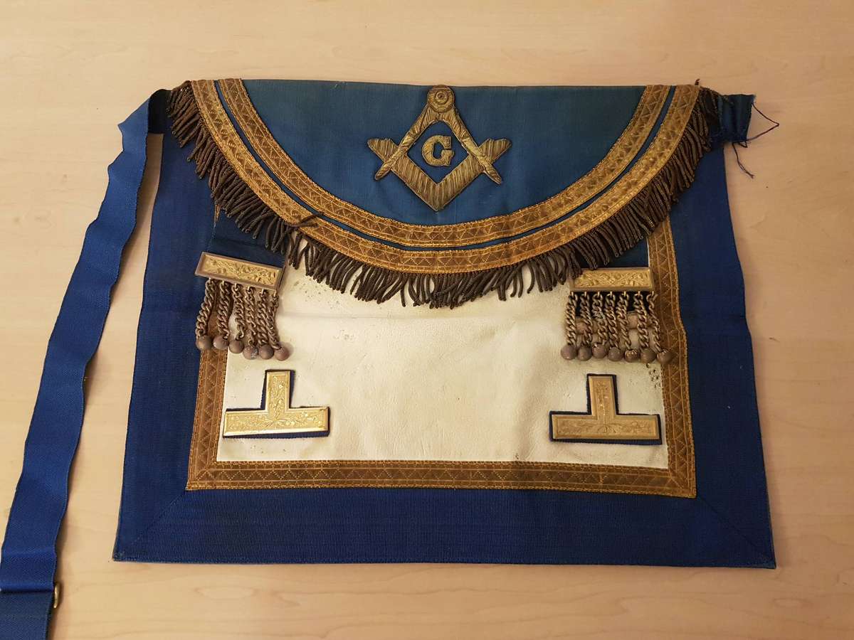 Masonic Regalia Incl Aprons, Gauntlets, Collars, Pins, Badges, Belt Buckle in 2 Leather Suitcases