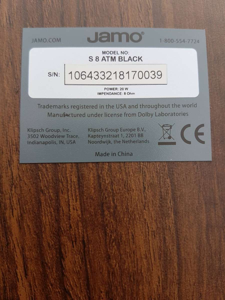 Jamo S 809 Floorstanding 150 Watt Speakers With S8 ATM Dolby Atmos in Original Boxes (Like New)