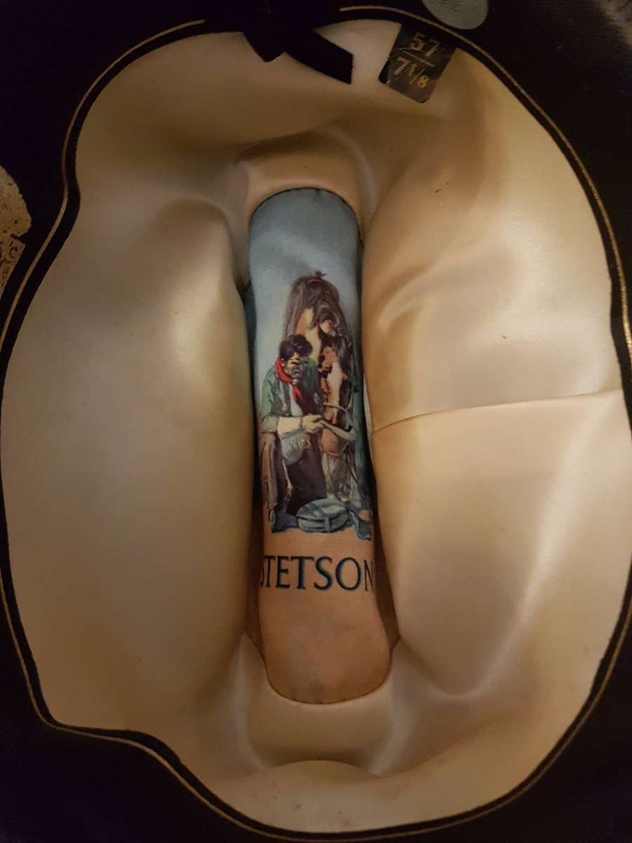 Authentic Stetson Black Beaver Cowboy Hat Size 57