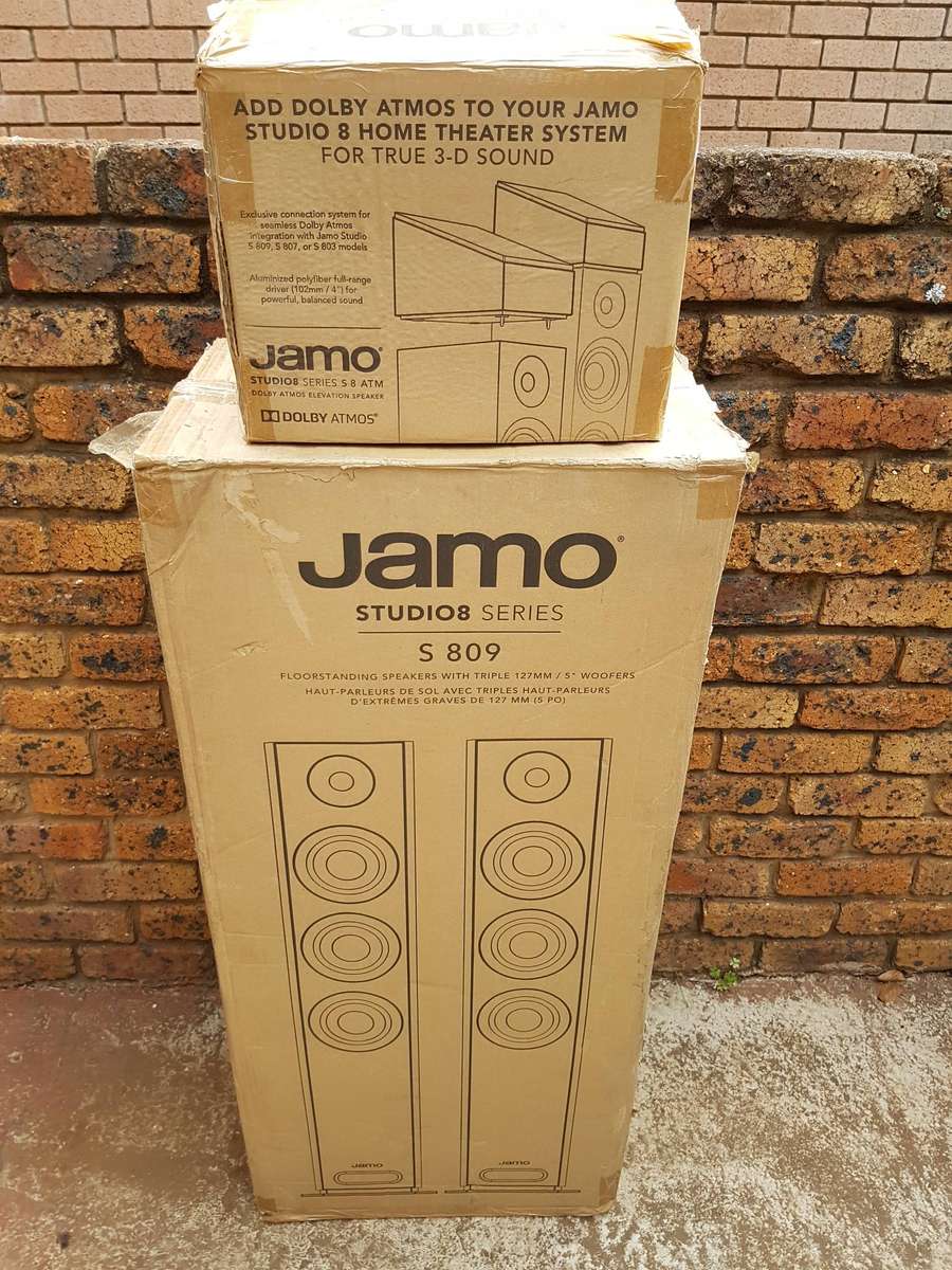 Jamo S 809 Floorstanding 150 Watt Speakers With S8 ATM Dolby Atmos in Original Boxes (Like New)
