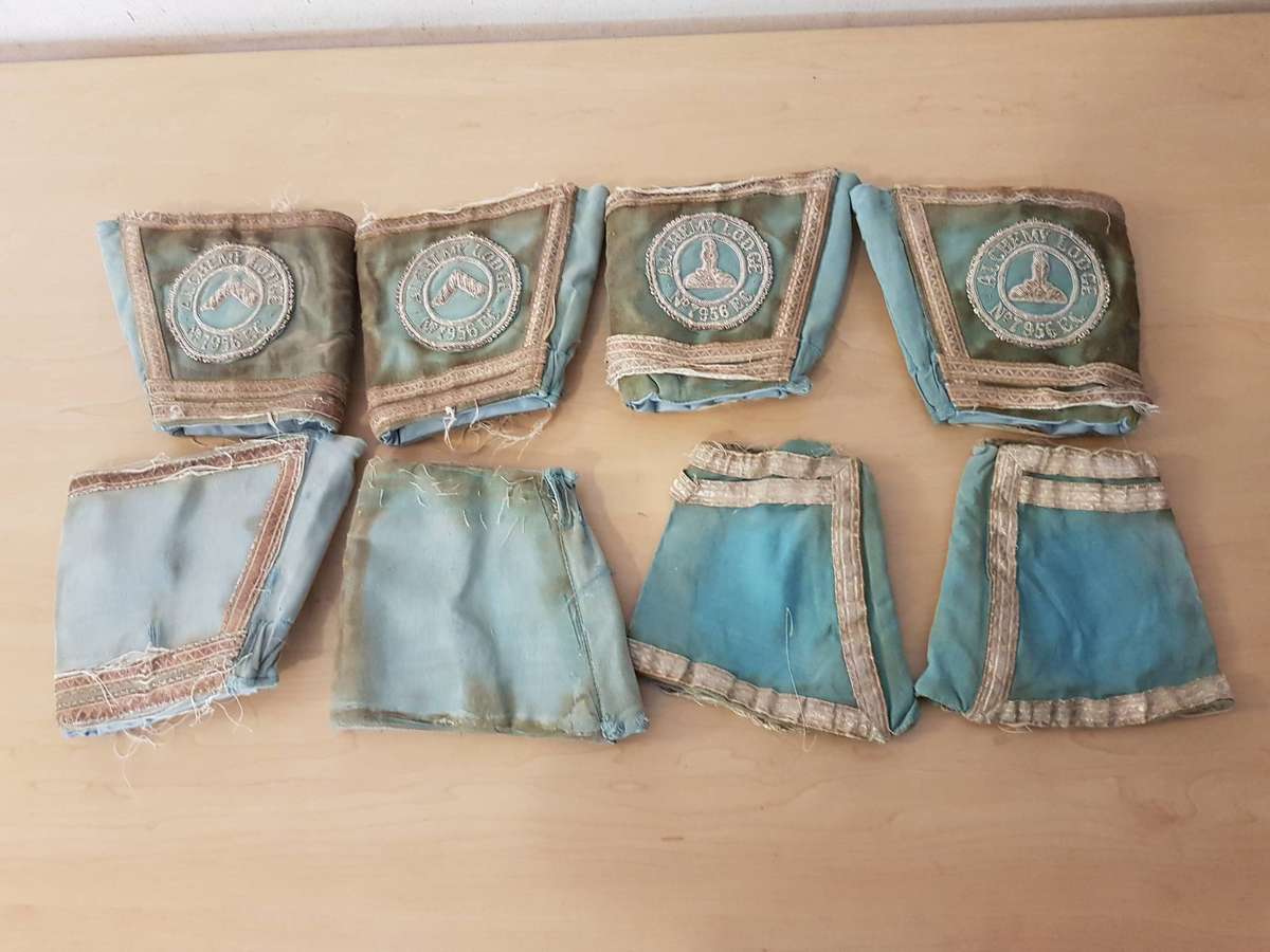 Masonic Regalia Incl Aprons, Gauntlets, Collars, Pins, Badges, Belt Buckle in 2 Leather Suitcases