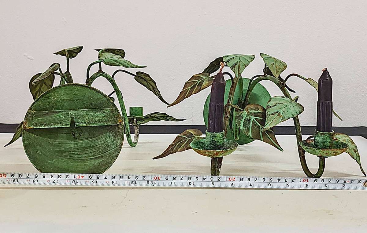 2x Vintage Metal Candle Holders