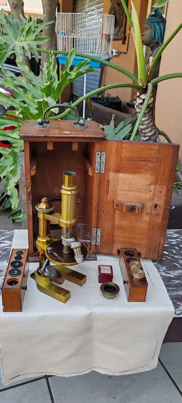 Stunning 19th century Solid brass E.Leitz Wetzlar German Microscope in Box No 24414