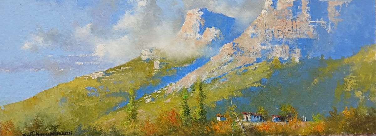 Neil janse  Van Nieuwenhuizen Oil on Canvas on Board 55 x 21.5 cm