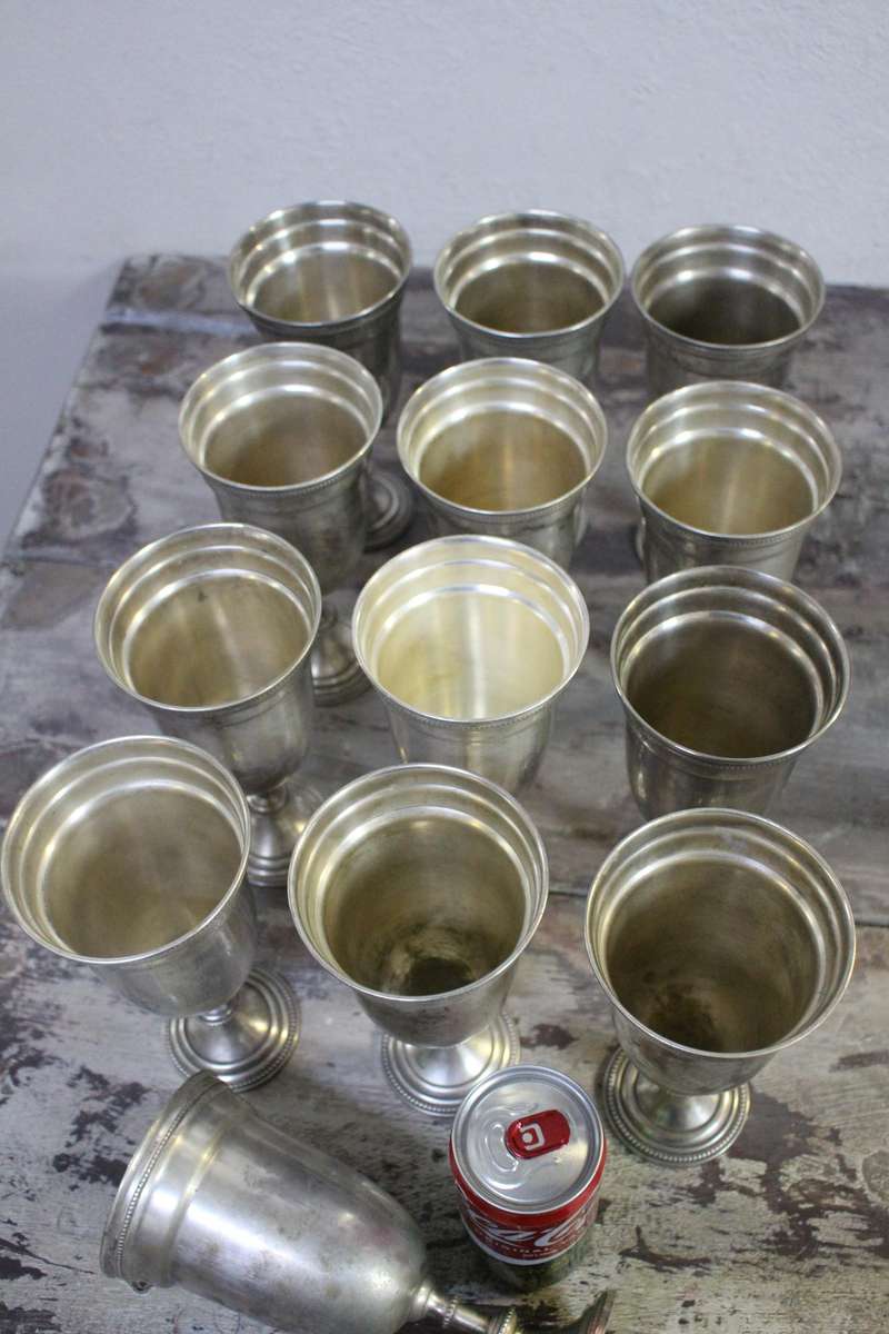 13 Vintage Silver Wine Glasses. All for one price!