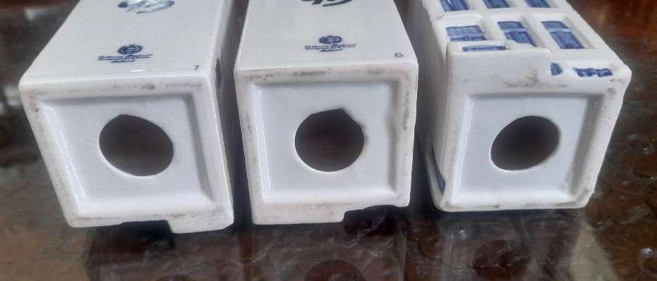 3 Beautiful Delftware Houses (No. 1, 6 & unknown). Designed by Elcsva. Holland. See photos