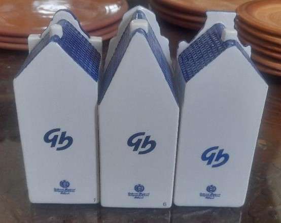 3 Beautiful Delftware Houses (No. 1, 6 & unknown). Designed by Elcsva. Holland. See photos