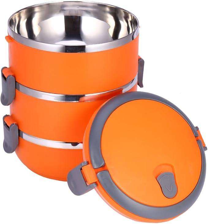 3 Layer Lunch Box Tier Stainless Steel Thermal Insulated Stackable Bento Hot Food Container Boxes