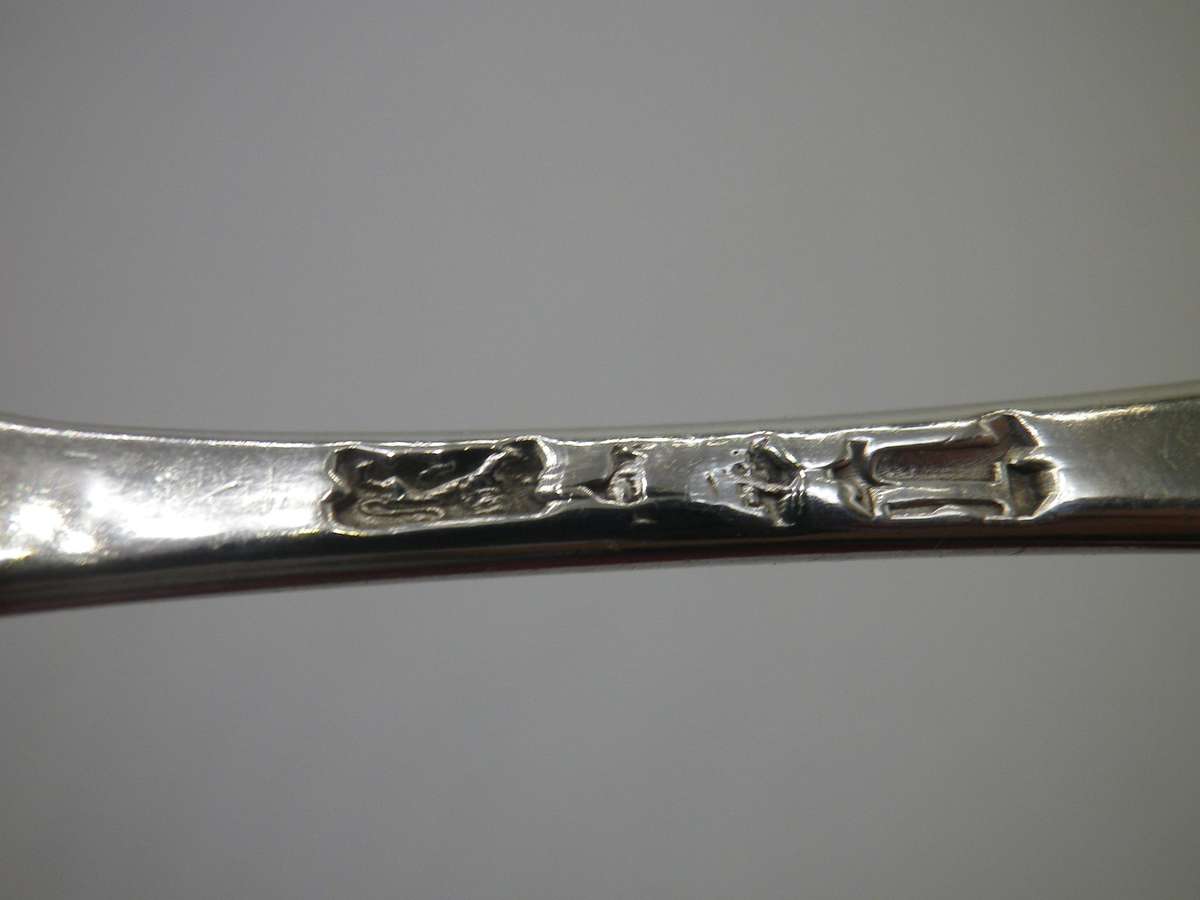 GEORGE II HALLMARKED SILVER RAT TAIL SPOONS Ebenezer Coker London c1753 75grms