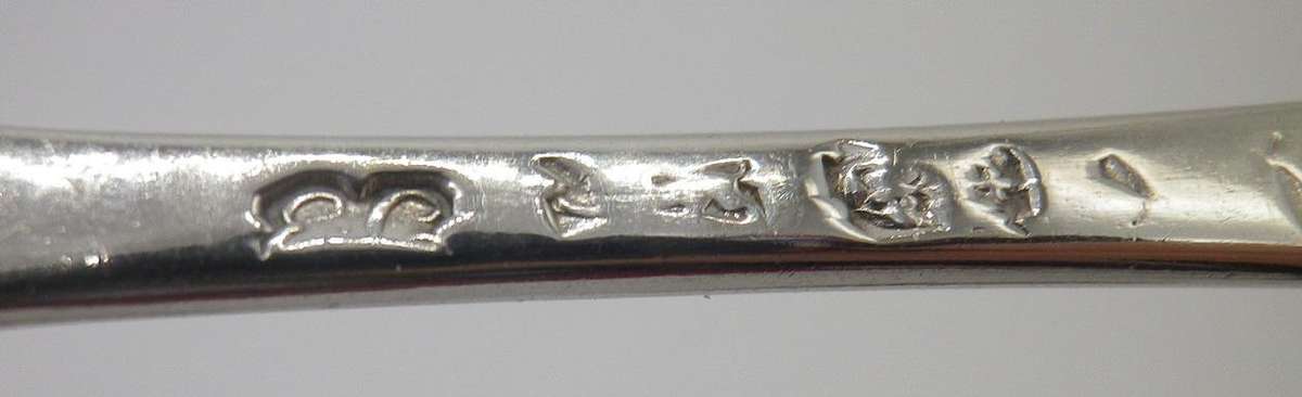 GEORGE II HALLMARKED SILVER RAT TAIL SPOONS Ebenezer Coker London c1753 75grms