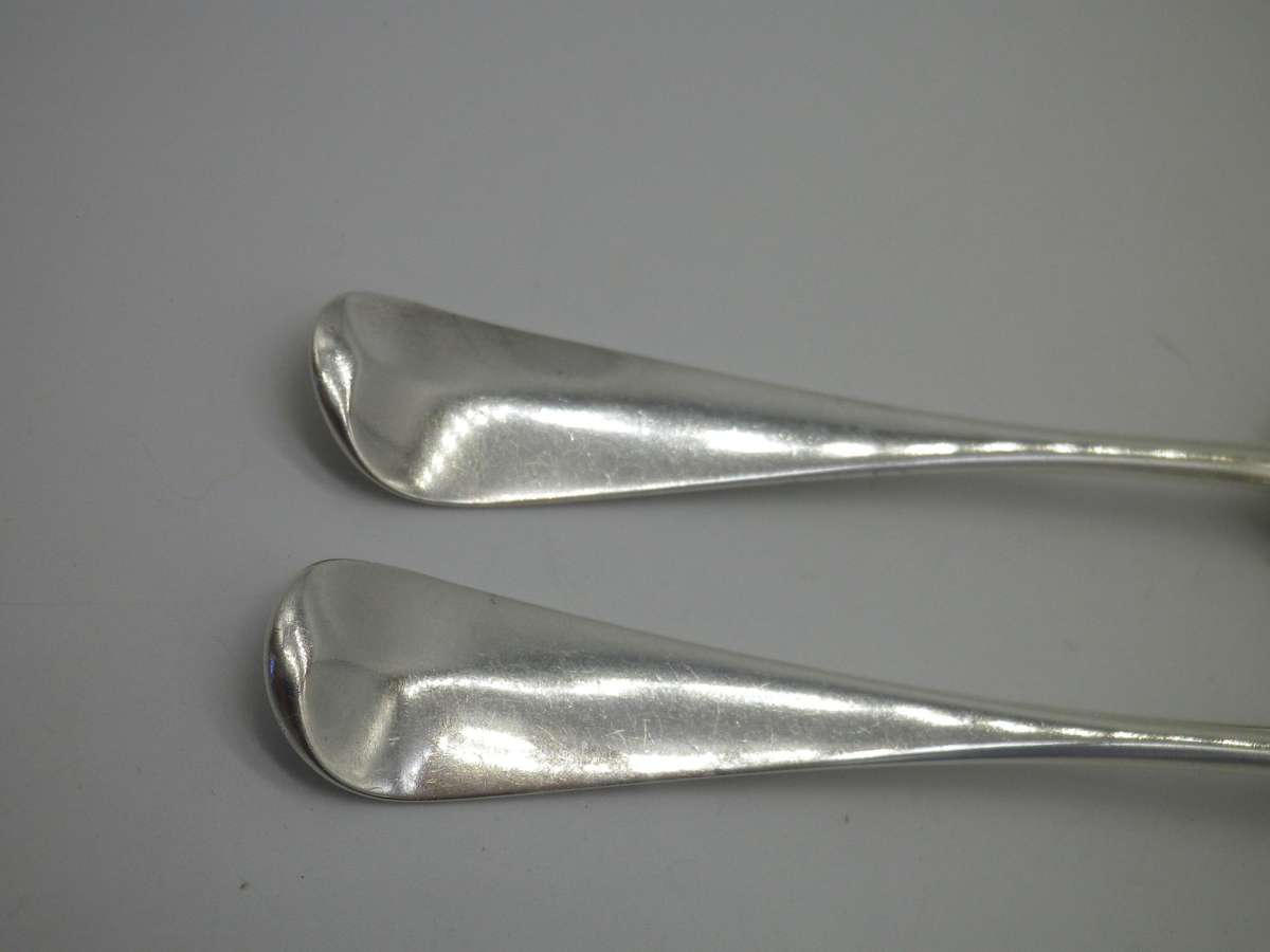 GEORGE II HALLMARKED SILVER RAT TAIL SPOONS Ebenezer Coker London c1753 75grms