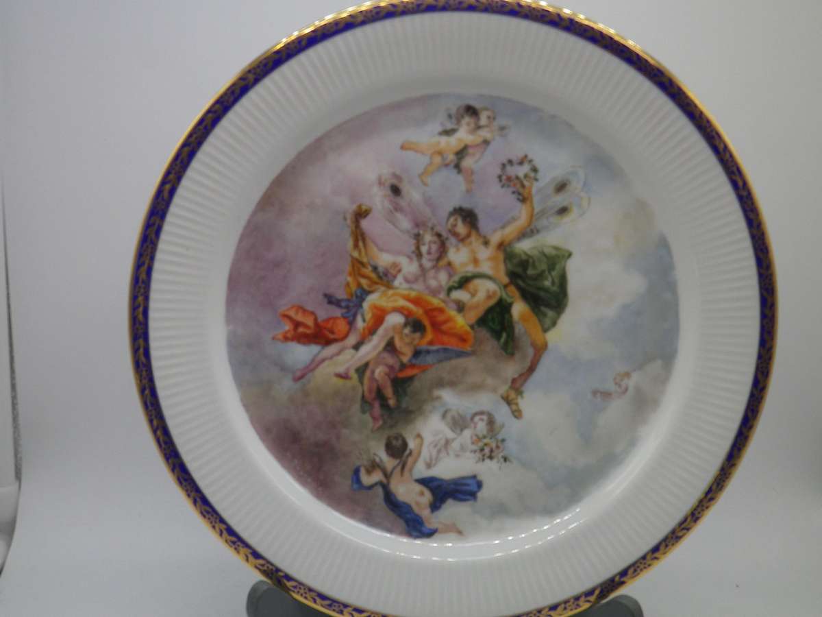 Beautiful Hand painted Display plate. Myth of 'Zeffiro & Flora' by Tiepolo. Chodziez Poland 24cm