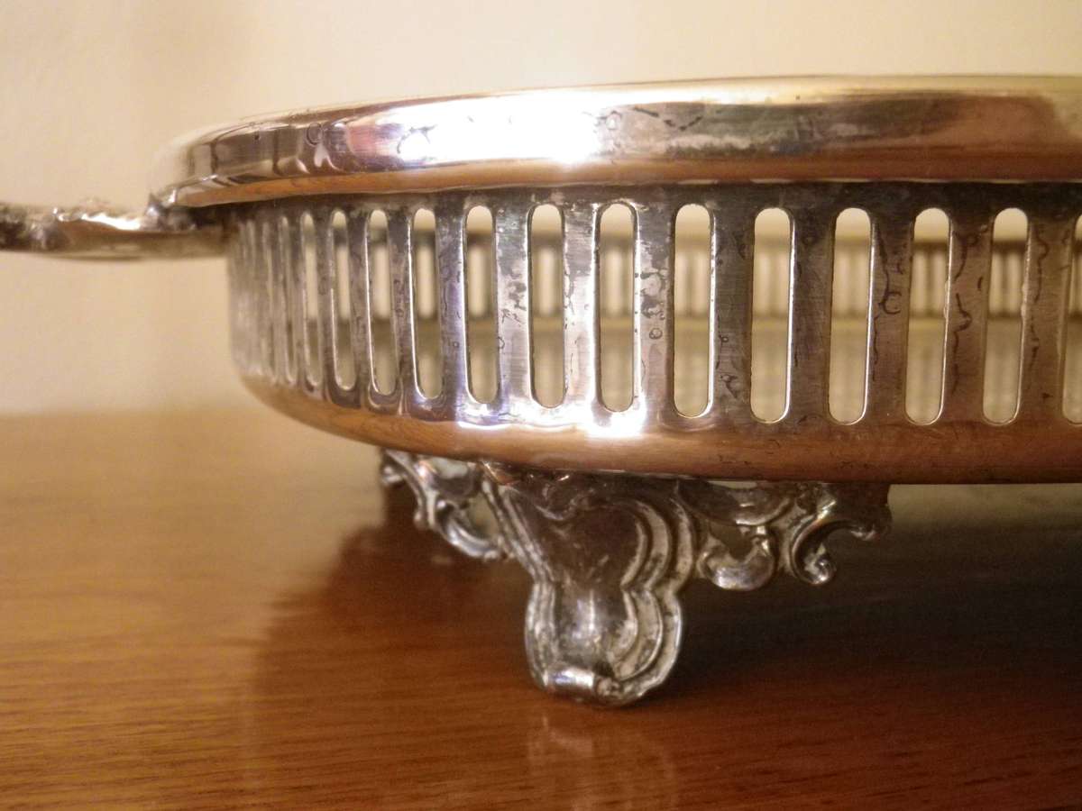 Handsome Large Vintage Silver Plate on Brass Tray Gallery Tray. Good quality and Condition