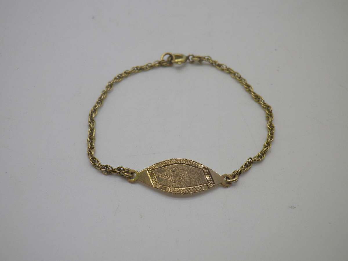Vintage 9ct Gold Dainty Idenity Bracelet. 1.82 grams. cm long.