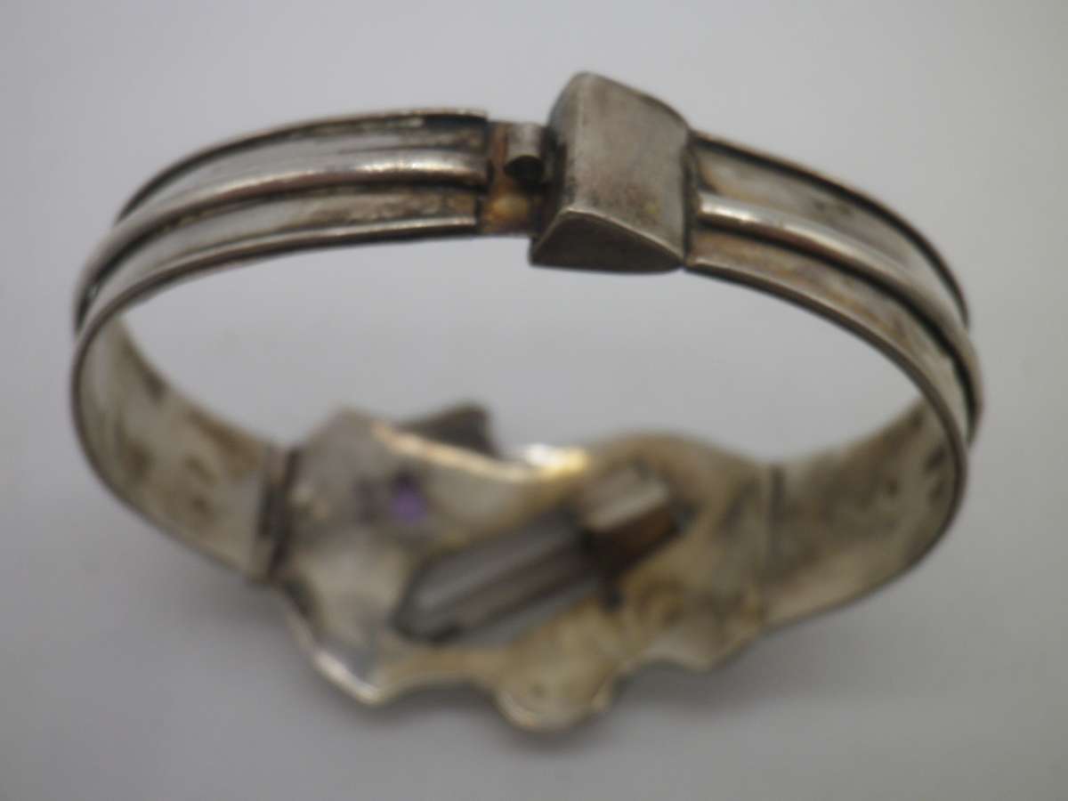 950 Silver 950 Amethyst & Natural Quartz Crystal brooch & bangle. Made in Peru. Spectacular