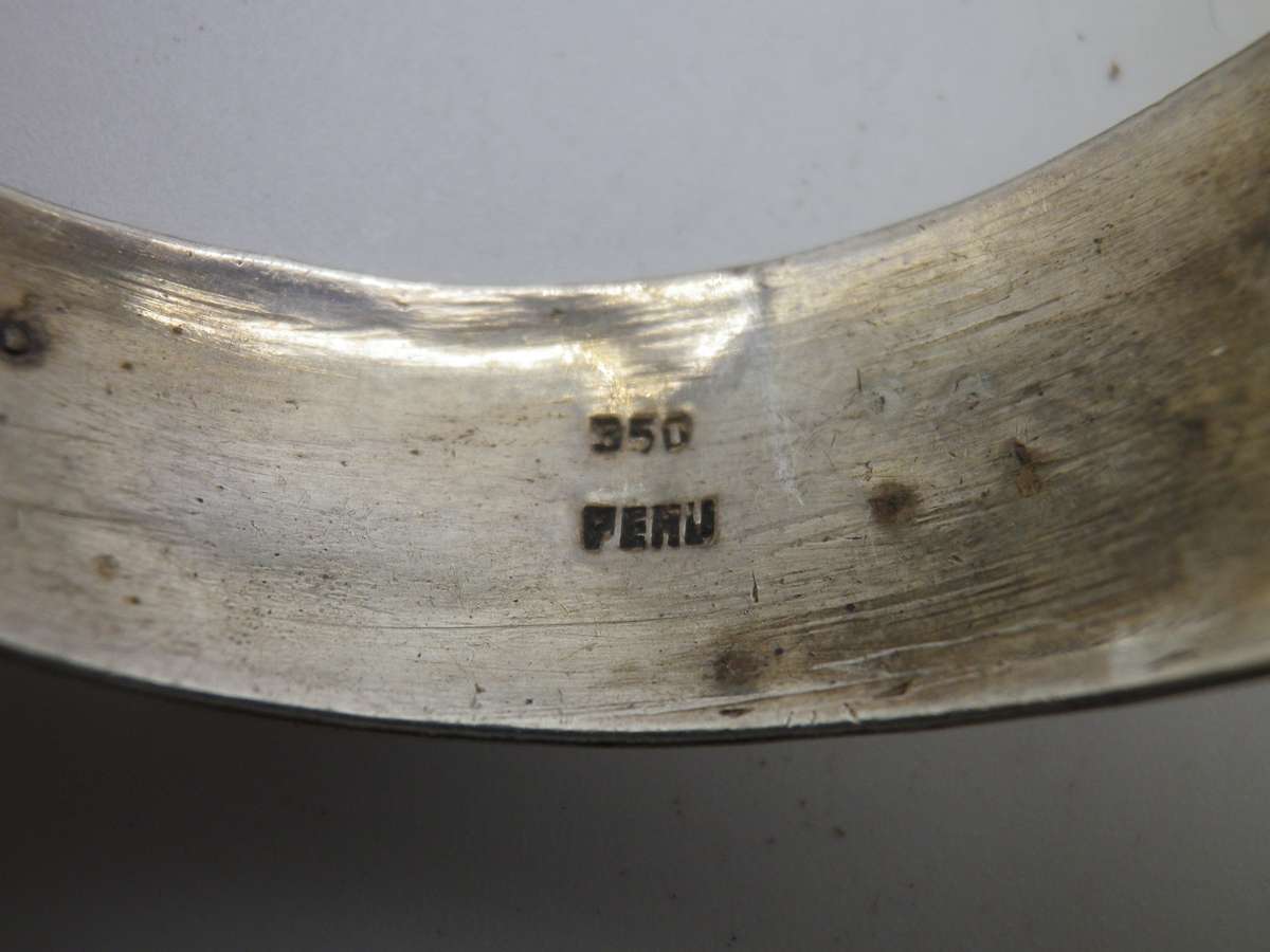 950 Silver 950 Amethyst & Natural Quartz Crystal brooch & bangle. Made in Peru. Spectacular