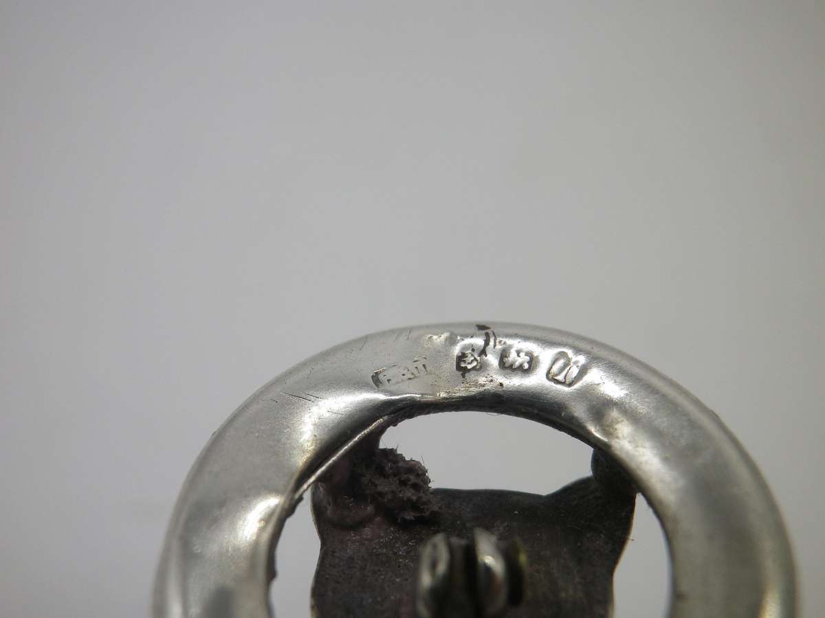Edwardian 1910 Hallmarked silver FOX hat pin. Birmingham, Pearce & Thompson. Steel pin 12cm