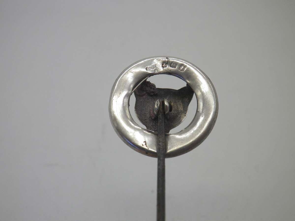 Edwardian 1910 Hallmarked silver FOX hat pin. Birmingham, Pearce & Thompson. Steel pin 12cm