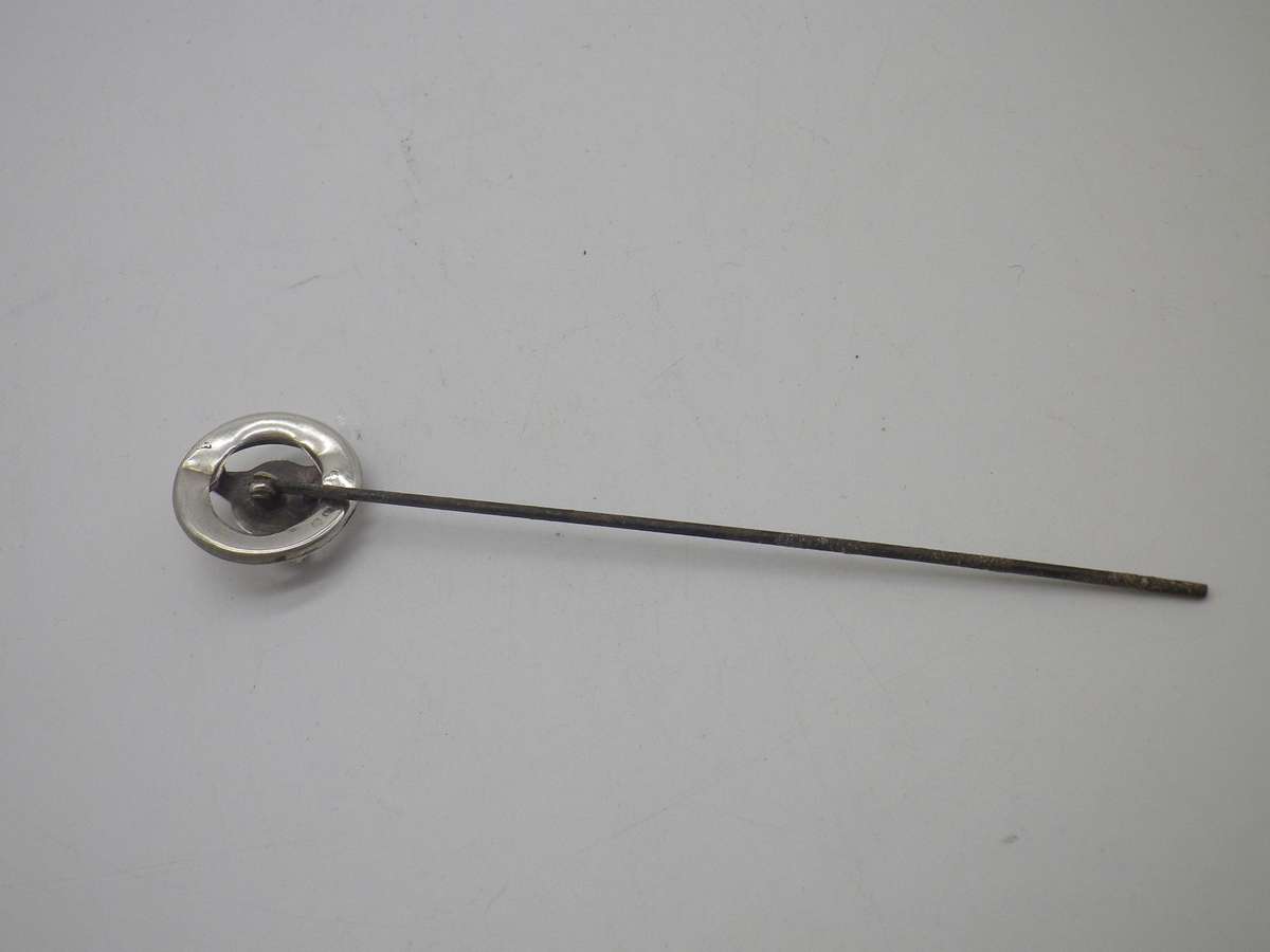 Edwardian 1910 Hallmarked silver FOX hat pin. Birmingham, Pearce & Thompson. Steel pin 12cm