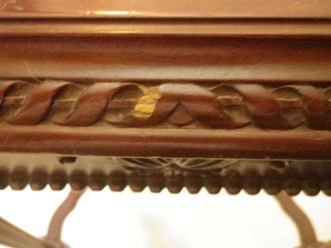 Ornate Wooden Vitrine Display Case with Bevelled Glass Top