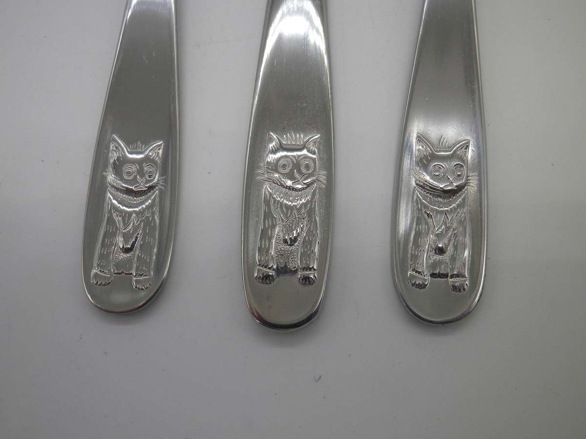 CUTE KIDDIES KITTY First Cutlery set. Knife, fork & spoon. EETRITE Stainless Steel
