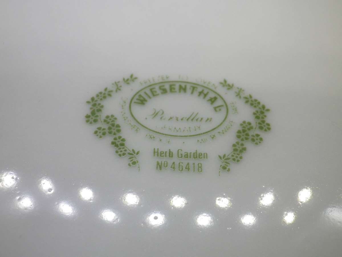 Huge Vintage Wiesenthal Germany Salad bowl. "SAGE" HERB GARDEN. Microwave & dishwasher safe. 36x16cm